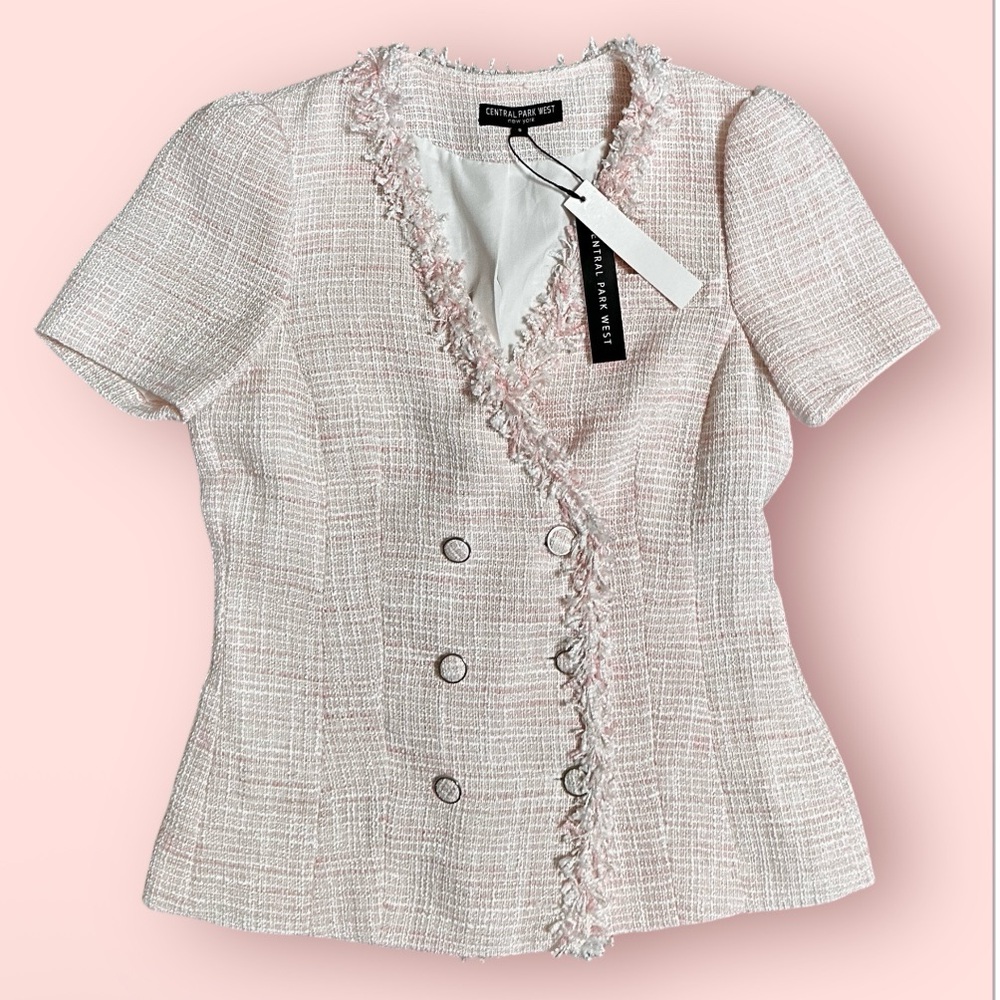 central park west New York City tweed pink maizie  blazer jacket size S Small - Picture 3 of 13